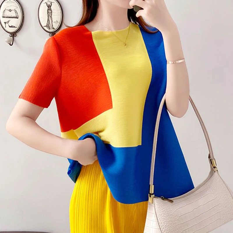 Pleated Top 2023 Summer New Short Sleeve Casual T-shirt t shirt women oversized t shirt korean shirts for women