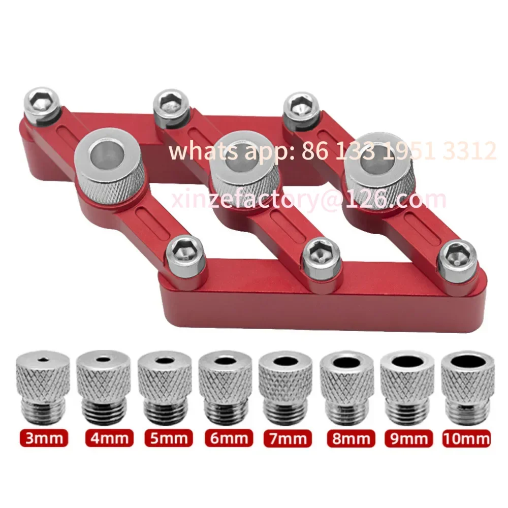 

Customizable Alloy Positioner Locator Tool Kit W/3-10mm Drill Sleeves, Self Centering Doweling Jig Woodworking Joinery Hole Dril