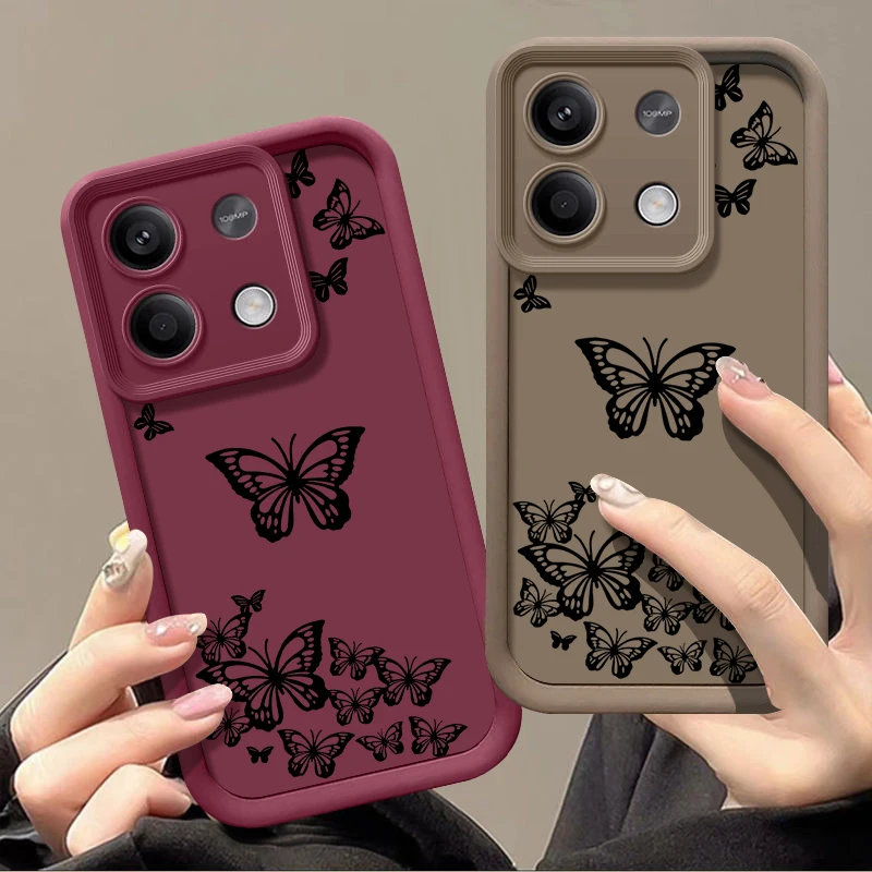 Shockproof Drawing Butterfly Case For Xiaomi Redmi Note 13 12 11 14 Pro 5G 4G 10 Poco F6 X6 X5 14T 11T 13T Pro Silicone Cover