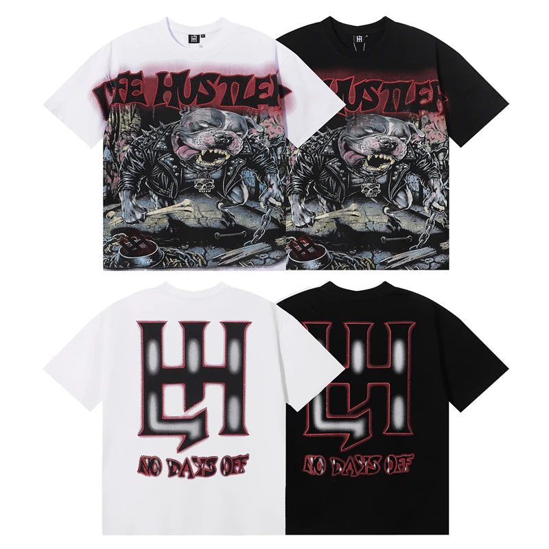 New High Quality Cotton Casual T-shirt Tops Summer Fashion Life Hustlers Angry Pitbull Men Women Short Sleeves Tee