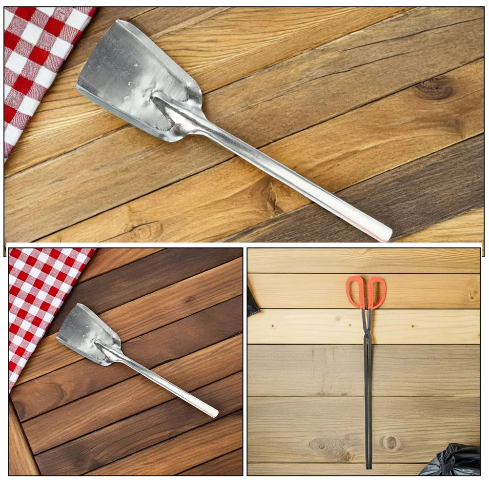 1Set Fireplace Tool Set Heavy Duty Firewood Grabber Shovel Charcoal Log Picker Iron Clamp Outdoor Fire Pit Bonfire Campfire