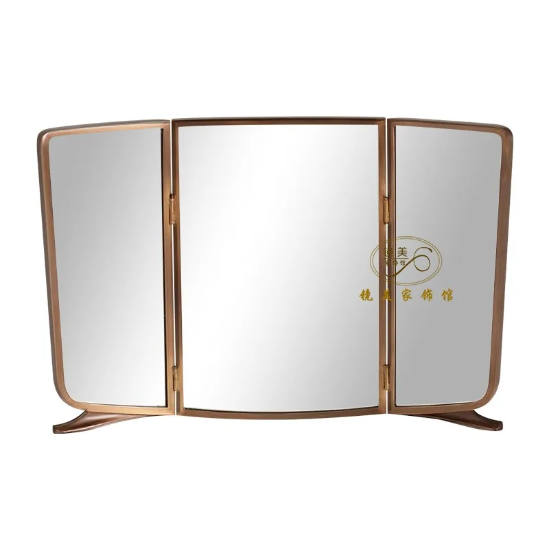 American Retro Makeup Mirror 70% off Desktop Vanity Mirror French Vintage Three-Sided Bathroom Mirror European Style