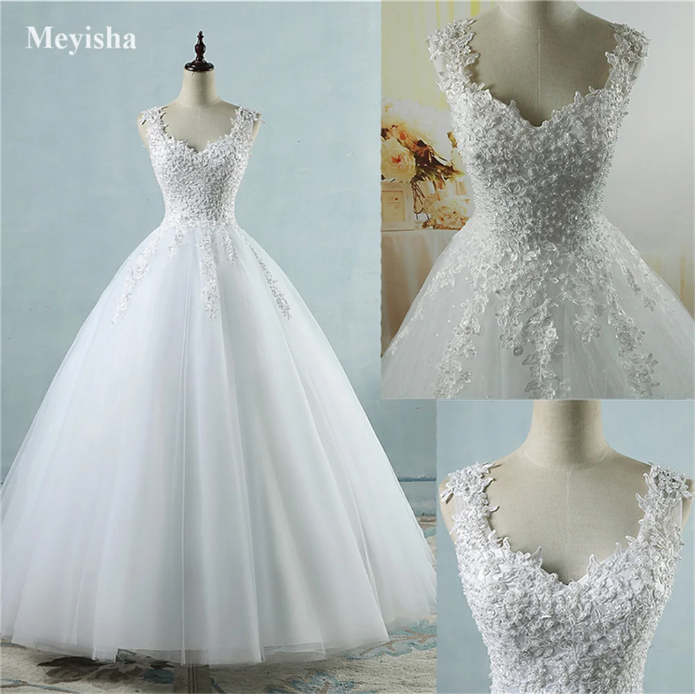 Customized ZJ9076 Ball Gown Spaghetti Straps White Ivory Tulle Pearls Bridal Dress For Wedding Dresses 2026 Marriage