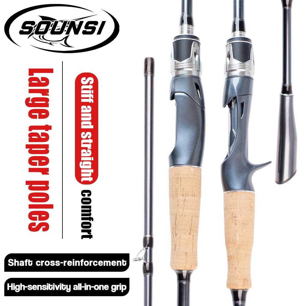 

SOUNSI Boat Fishing Rod M 1.8-2.1m 2 Sections Spinning Casting Freshwater Saltwater Carbon Fiber Bass Lure Fishing Rod