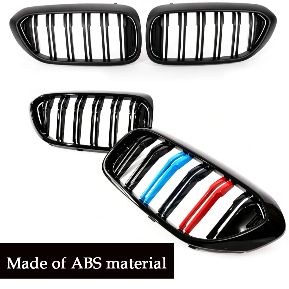 For 5 Series G30 G31 2017-2020 Dual SlatGrille Gloss Matte Black Carbon Look Silver Frame Tri-Color M Styling Front Bumper