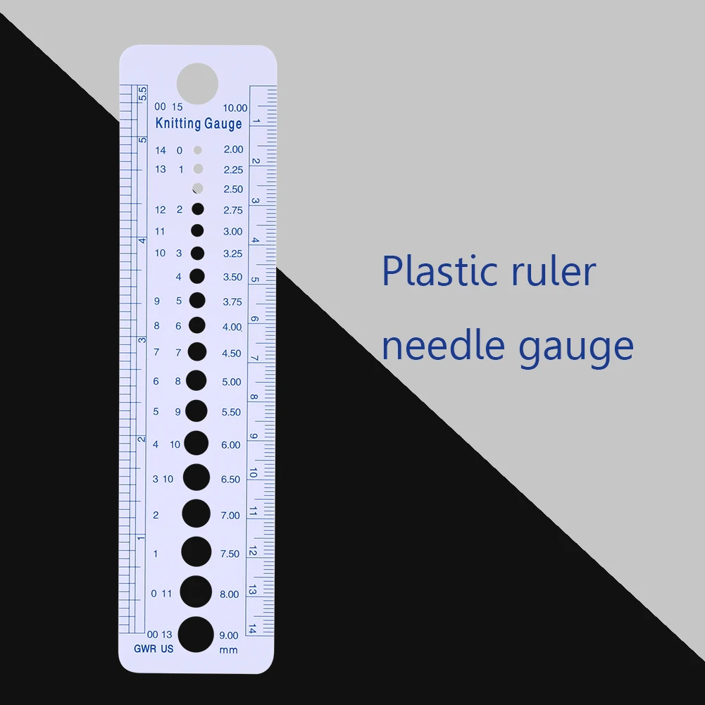 Quilting Patch work Ruler Plastic Knitting Needle Gauge Ruler Inch cm Sewing Tools US UK Canada Sizes 2-10mm Sewing Accessories