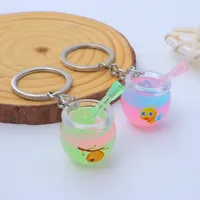Cute Glow In The Dark Honey Jar Keychain Acrylic 3d Bottle Pendant Key Holder Student Backpack Decor Accessories Kids Gift