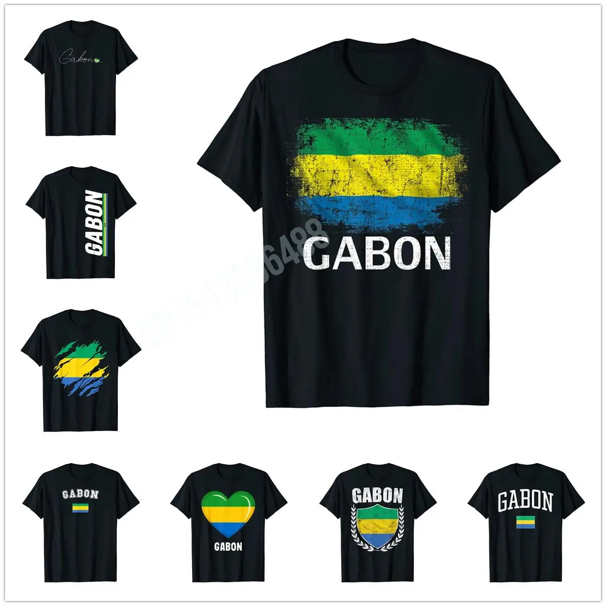 More Design Gabon Flag Sport Competition Pride Vacation Souvenir T-Shirt For Men Women T Shirt Tops Cotton Tees