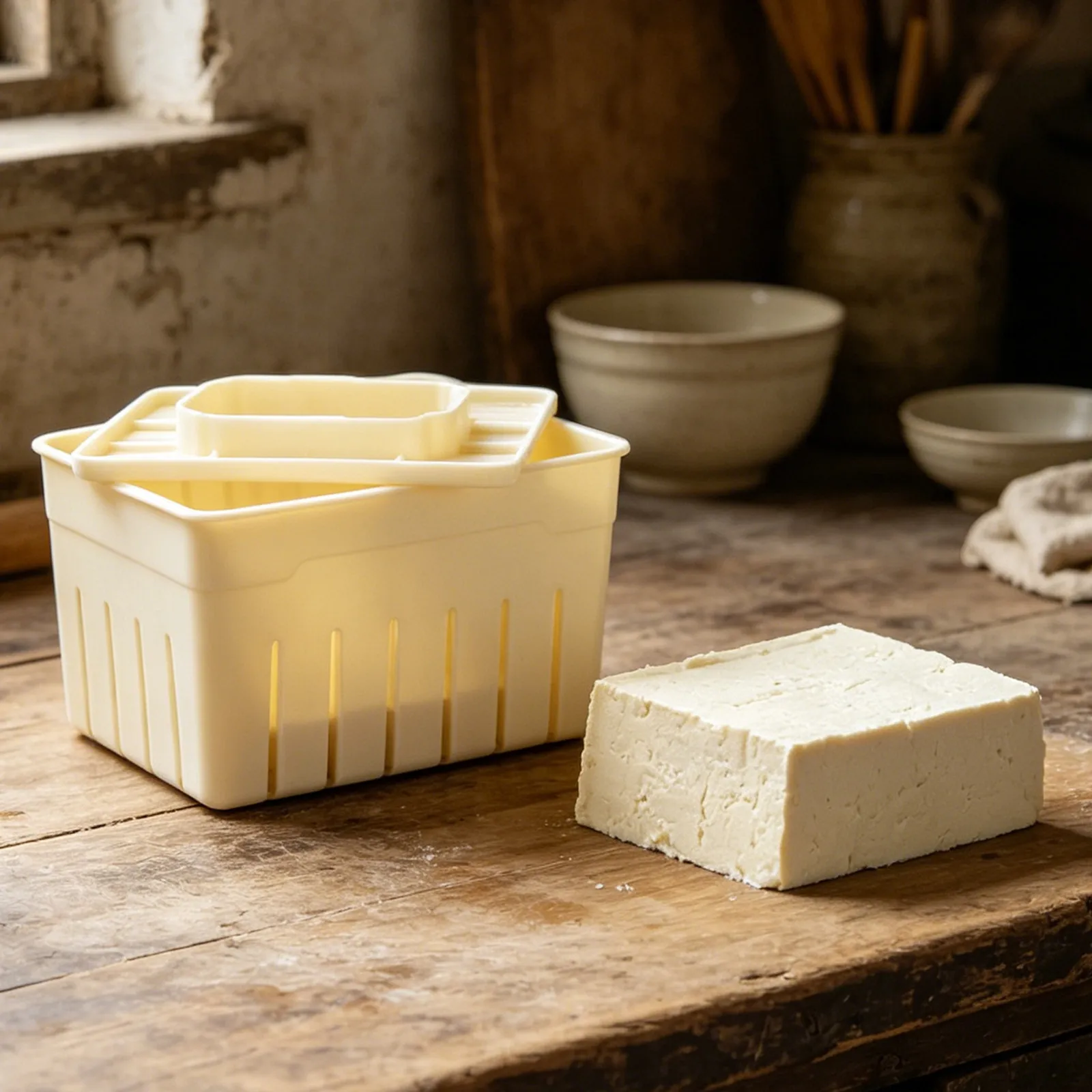 1Set Tofu Press Mold Compact Tofu Maker Press Soybean Curd Cheese Maker Mold 12x8 Cotton Cheese Cloth Homemade Kitchen DIY Kit