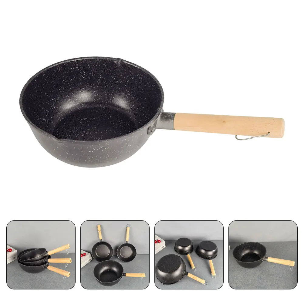 Sturdy Nonstick Saucepan With Wooden Handle Heat Resistant Cooking Pot For Soup Noodles Milk Stew Stovetop Use Kitchen Cookware