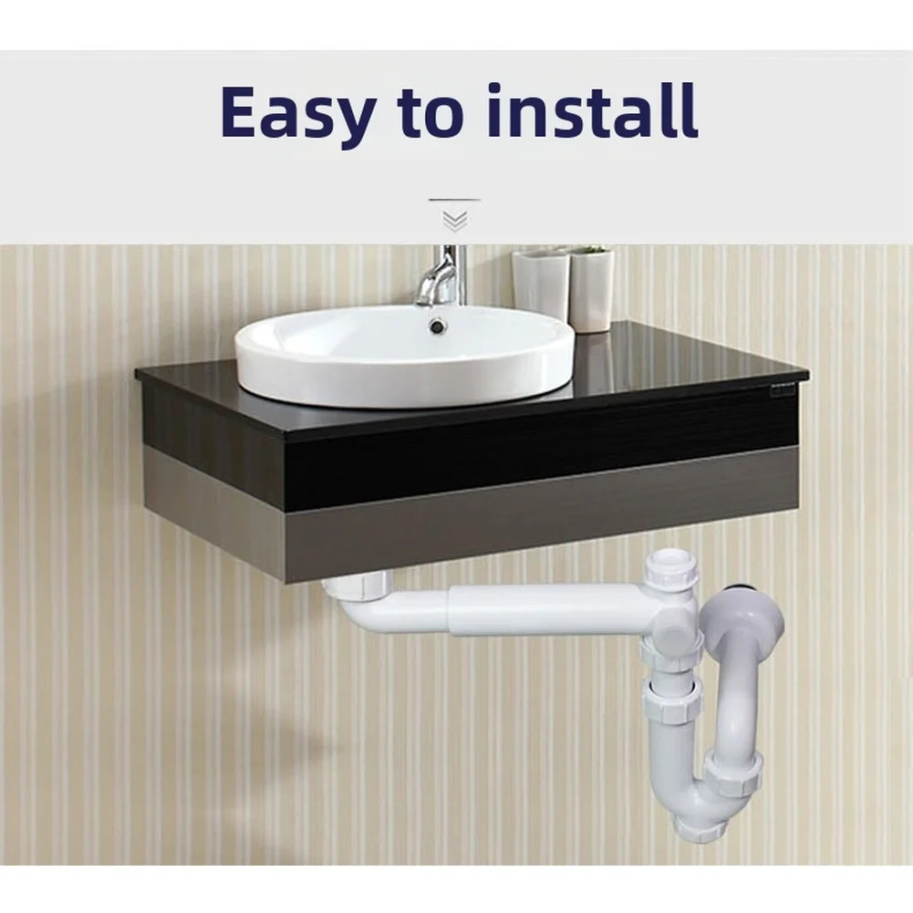 Bathroom Installation As Shown Washbasin Drain Pipe U-Bend Water Seal Telescopic Design Anti-odor Trap Thick PP Material