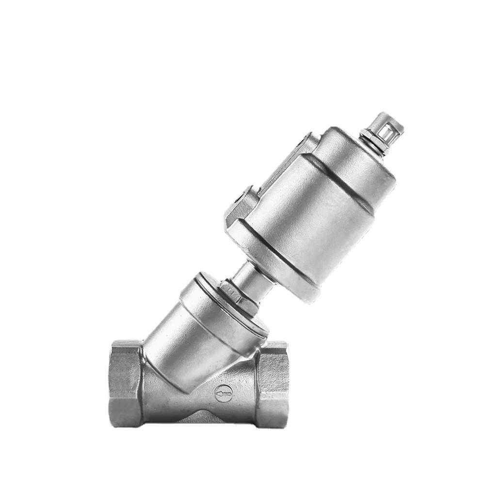 

1/4" 3/8" 1/2" 3/4" 1" BSPT Female Y Shaped 304 Stainless Steel Pneumatic Actuated Angle Seat Valve Steam Gas Oil Water