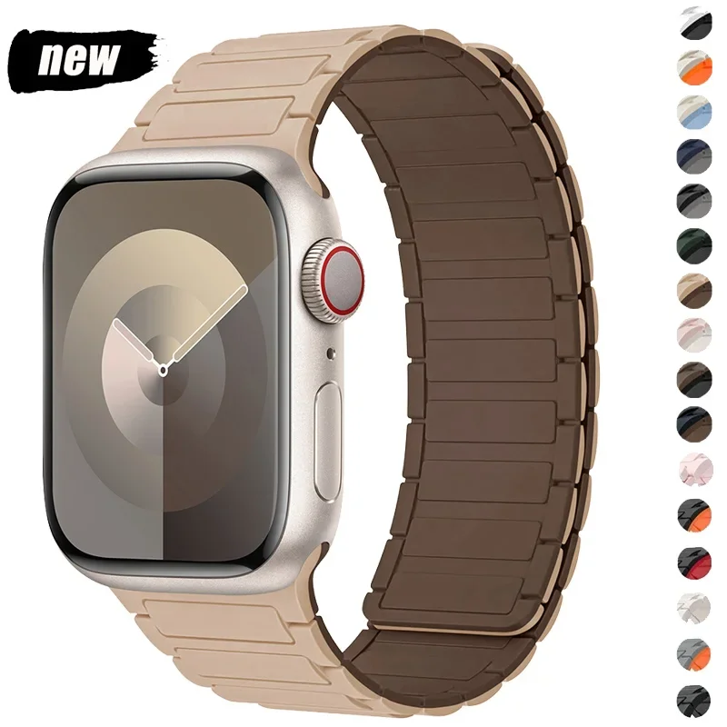 Magnetic Sports Band for Apple Watch Ultra 2 49mm 45mm 44 42mm 38 40 41mm Silicone Strap for IWatch Series 9 8 7 6 5 4 SE 3 Loop