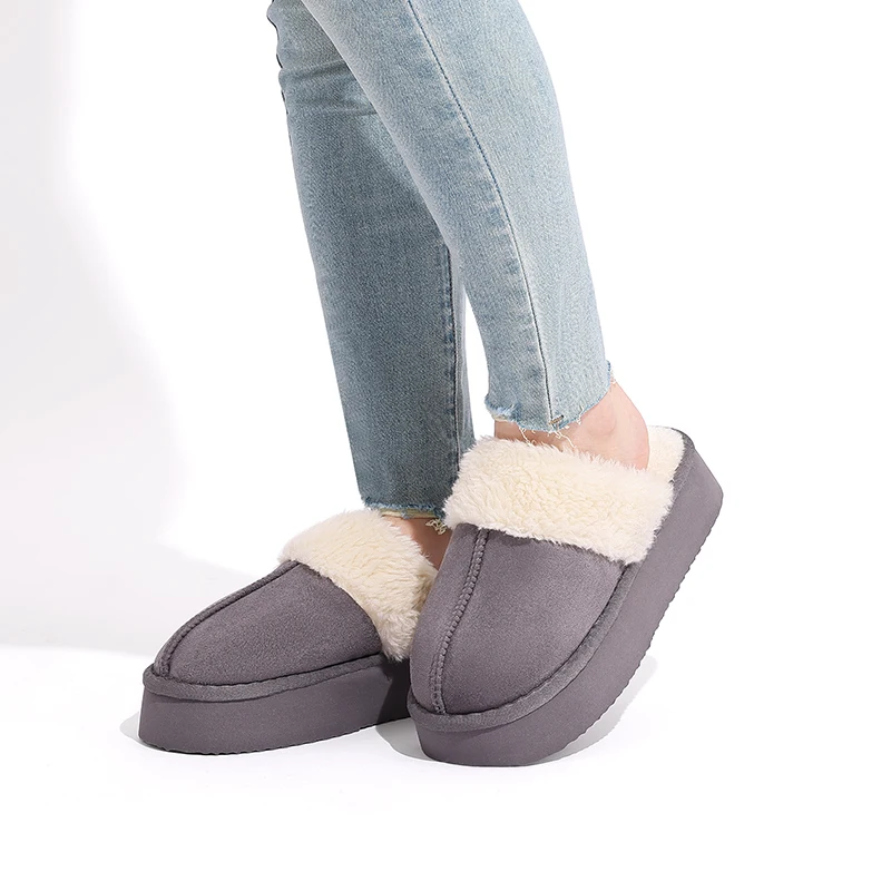 Litfun Fuzzy Platform Slippers For Women Winter Warm House Shoes With Memory Foam Outdoor Anti-Slip Fashion Fur Fluffy Slippers