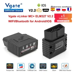 Vgate vLinker MC+ ELM 327 V2.2 Bluetooth 4.0 OBDII Car Scanner Wifi Auto Diagnostic Tool ELM327 OBD 2 ODB2 Bimmercode PK V1 5