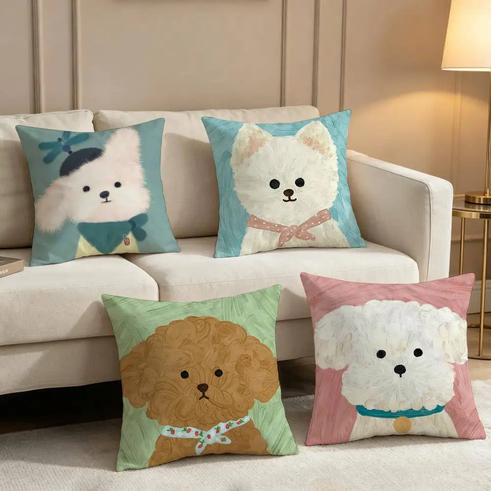 Cute cartoon art scribbled puppy dog art Cushion Cover Decorative Pillow Sofa Home Decor Case Pillow Cases