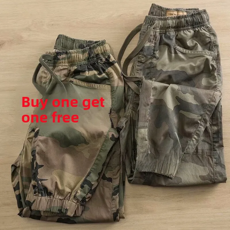 

Men's Camouflage Work Trousers Pure Cotton Loose Fit Construction Site Wear Youthful Sle Long Pants Autumn Seasonal Wear