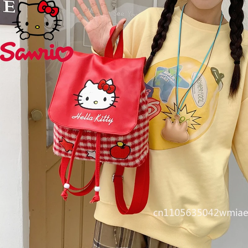Hello Kitty New Women's Drawstring Backpack Fashionable High Quality Women's Backpack Cartoon Versatile Girls' Storage Backpack