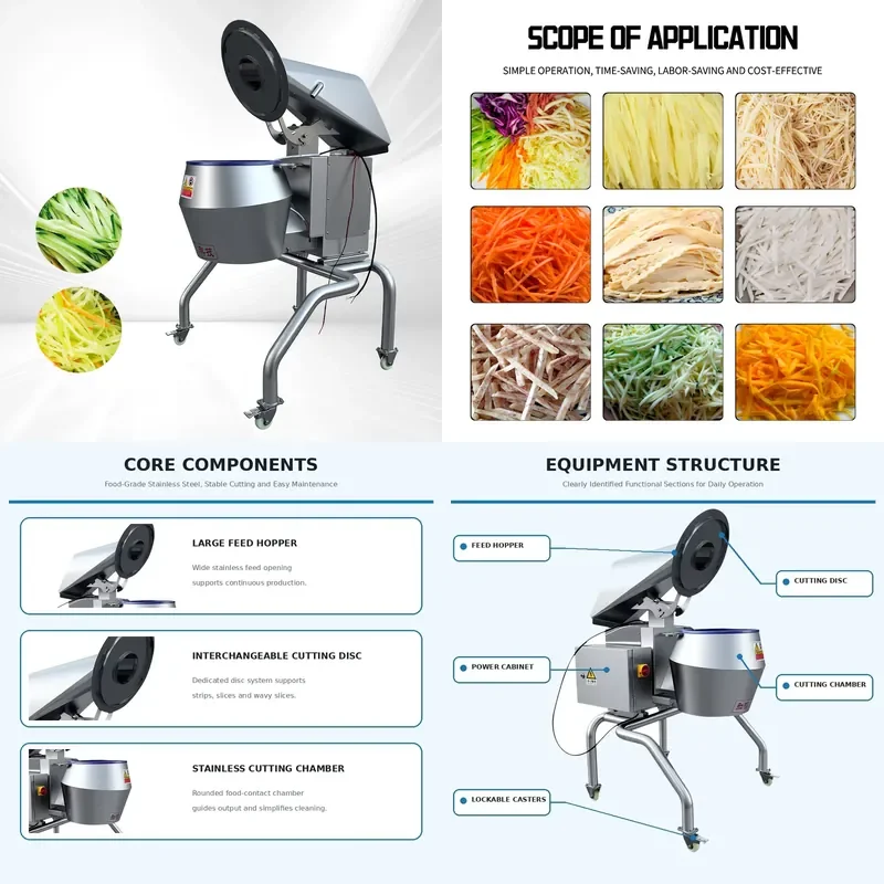 for 4000 kg h High Speed Multifunctional Potato Corn Fruit Chopper for Fresh Cutting Production Line 380V 1.1KW