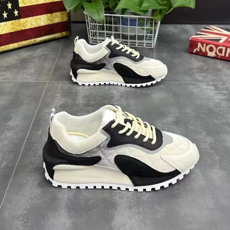 Men Sneakers Casual Fashion Mixed Colors Microfiber Leather Mesh Breathable Increased Internal Cover Bottom Platform Board Shoes