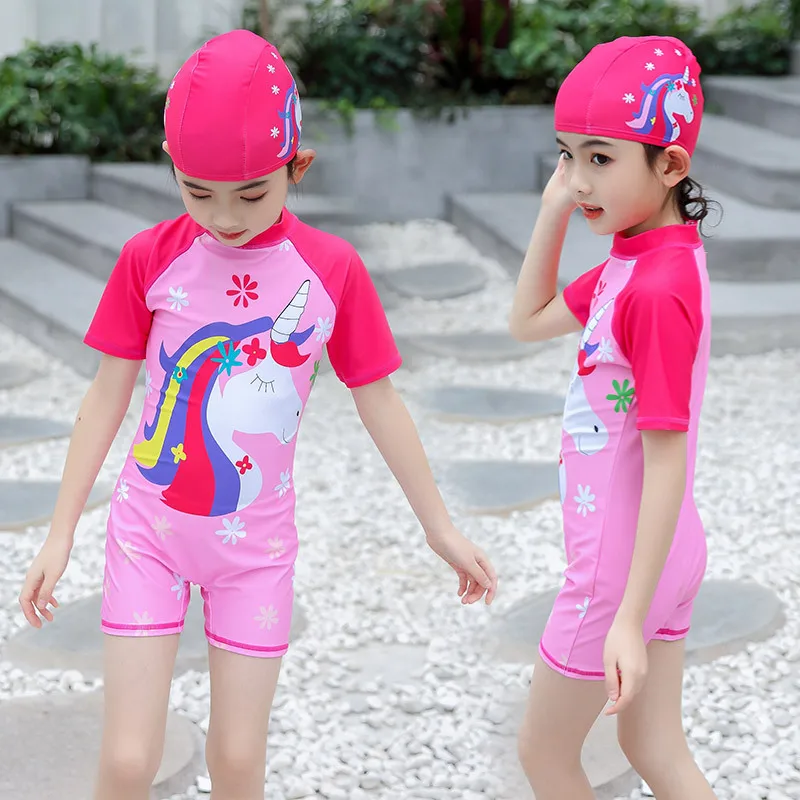 New Unicorn Sequin Girl One Piece Swimsuit Kids 2-8 Years Children\'s Swimwear Toddler Girls Bathing Suit Monokini Beachwear