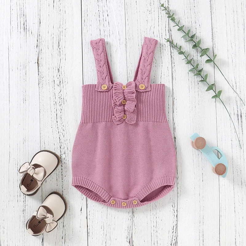 

Newborn Baby Bodyuit Knit Infant Girl Jumpsuit Sleeveless Summer Autumn Toddler Sling Clothes 0-18M Overalls Fashion Ruffles Top