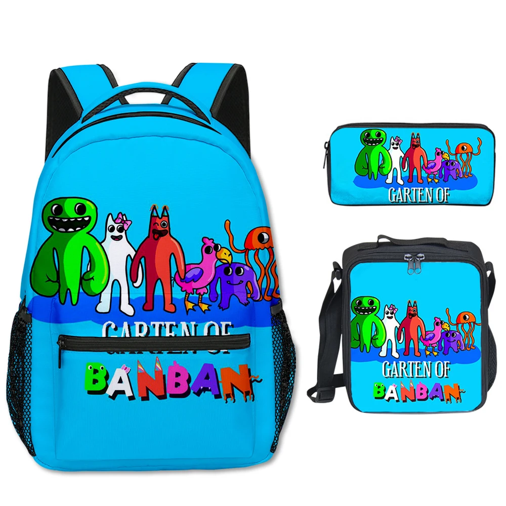 Cartoon Novelty Cute Cool Garten of Banban 3D Print 3pcs/Set Student School Bags Laptop Backpack Crossbody Lunch bag Pencil Case