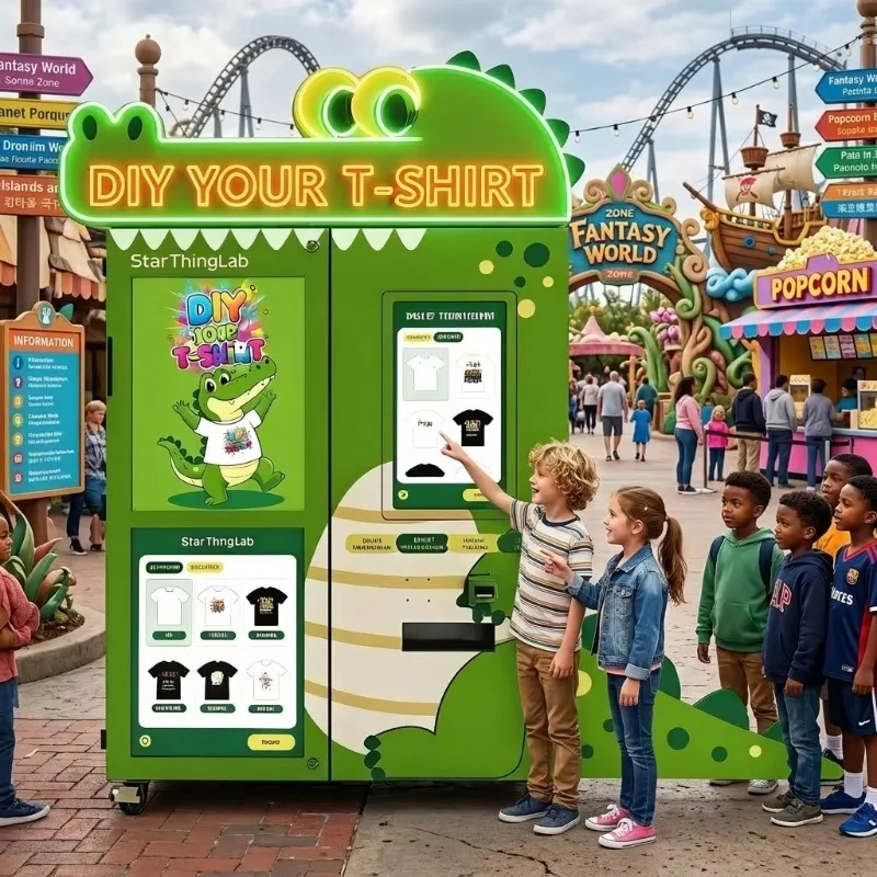 Clothing Printing Vending with Mobile Upload Function DIY T-Shirt Printing Vending Machine for Shopping Mall Business Customized