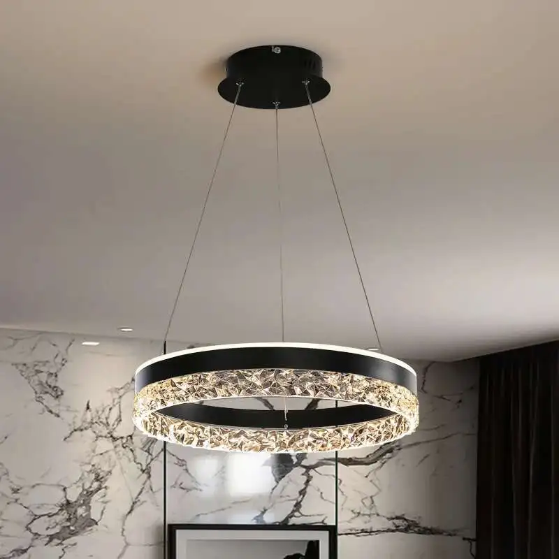 

Modern Led Crystal Chandelier Hotel Villa Living Room Dining Room Luxury Ring Chandelier Simple Home Indoor Decor Lighting Lamps