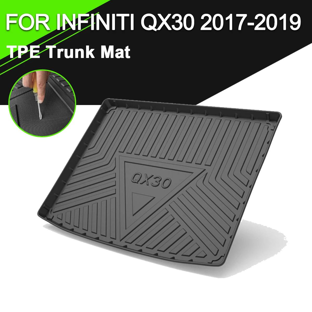 

Коврик для багажника из ТПЭ для INFINITI QX30 2017-2019, автомобильный водонепроницаемый нескользящий резиновый подкладка для груза, аксессуары
