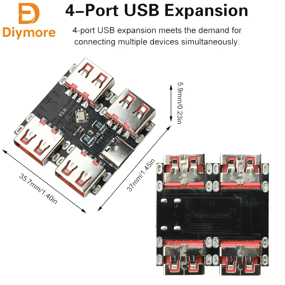 XL334P4 USB2.0 4-Port-Controller-Erweiterungsmodul USB-HUB-Dockingstation USB 2.0 auf 4-Kanal-Splitter Typ-C-Schnittstelle 40 MB/s