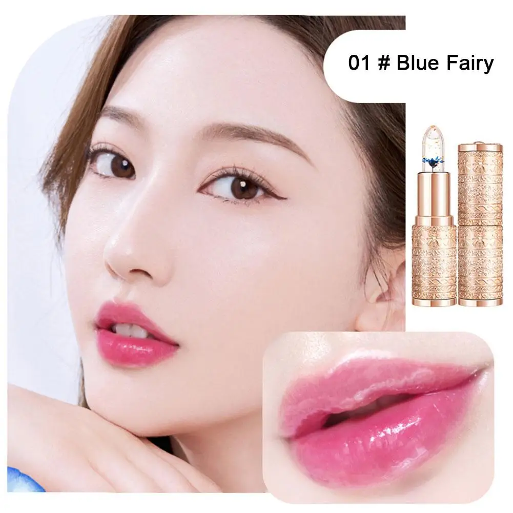 Farbwechsel lang anhaltende Lippenstift Goldfolie Blume feuchtigkeit spendende Gelee Make-up Primer Lippe natürliche Lip gloss wasserdichte Lippe h3c3