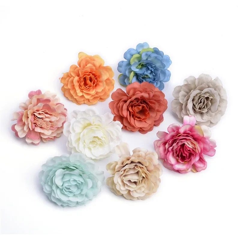 100 pcs artificial flower 6 cm silk rose flower head wedding party home decoration DIY wreath scrapbook gift box craft Leaves