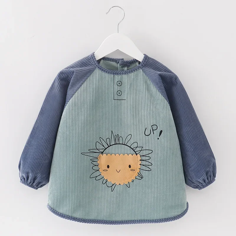 Baby Waterproof Bibs Cartoon Lion Long Sleeve Pocket Apron Self Feeding Drawing Bib Kids Eating Infant Antifouling Baby Clothes