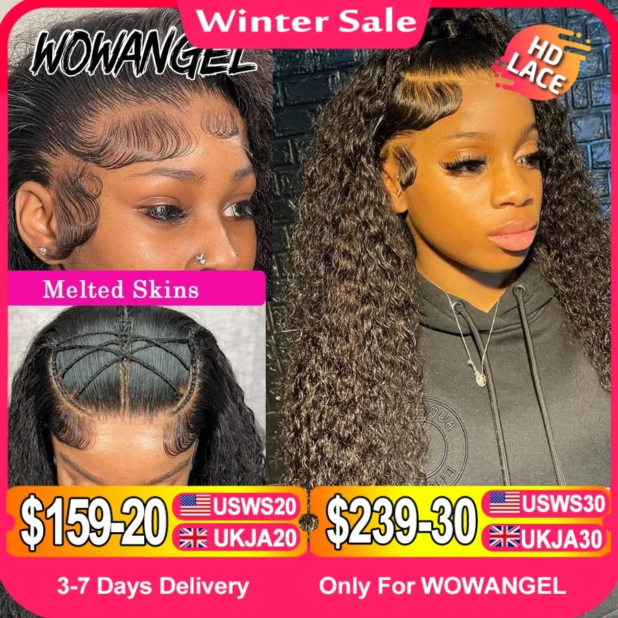 Wow Angel 250% HD Lace Frontal Wigs 13X6 Water Wave Wigs 13x4 Lace Frontal Wigs Pre Plucked Curly Wig Human Hair Wig For Woman