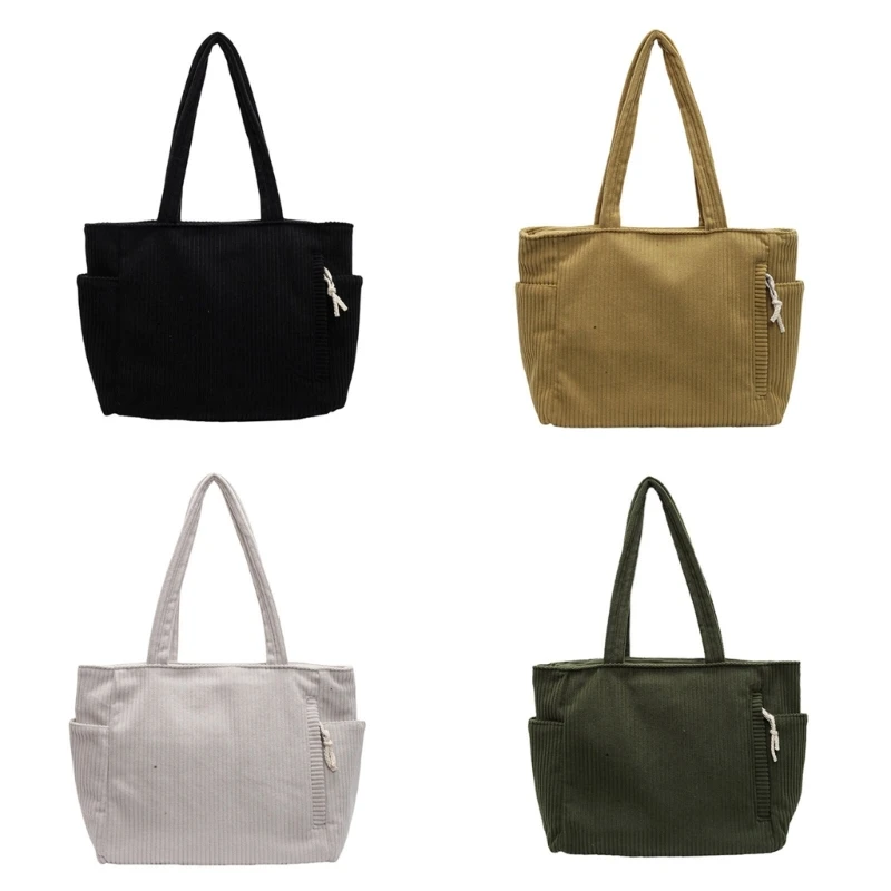 

Women Shoulder Bag Large Capacity Armpit Bag Solid Color Corduroy Bag Simple Handbag All-matching Underarm Bag