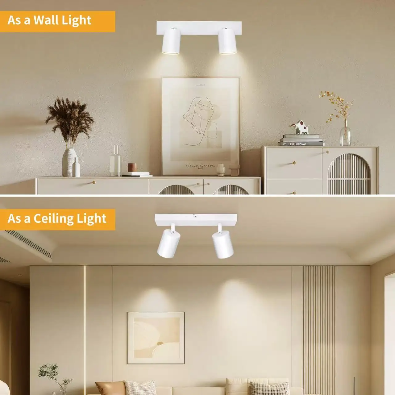 1PCS Modern LED Ceiling Light , 2 Lights GU10 Wall Light Black - Energy Saving, Living Room, Bedroom, Kitchen, Easy Installation