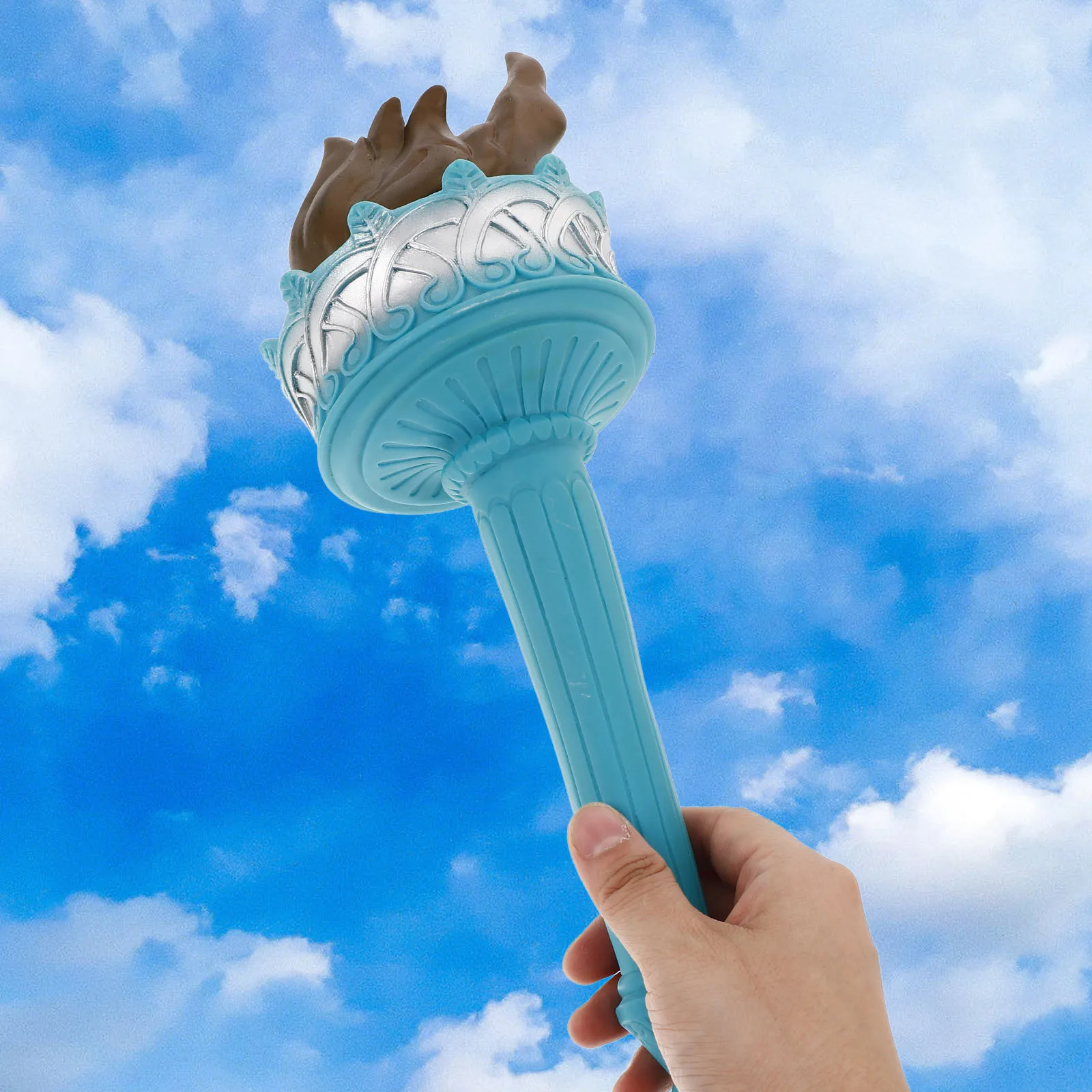 

Torch Headdress Headb Statue Liberty Crown Skyblue Vinyl Patriotic Costume Masquerade Party Cosplay Adult Kids Role Play