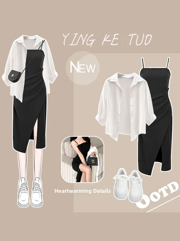 Damskie letnie różowe słodkie i pikantne sukienki na ramiączkach lub dopasowane sukienki Dr Bodycon Dr Korean Sle Long Sve A-Line Dr