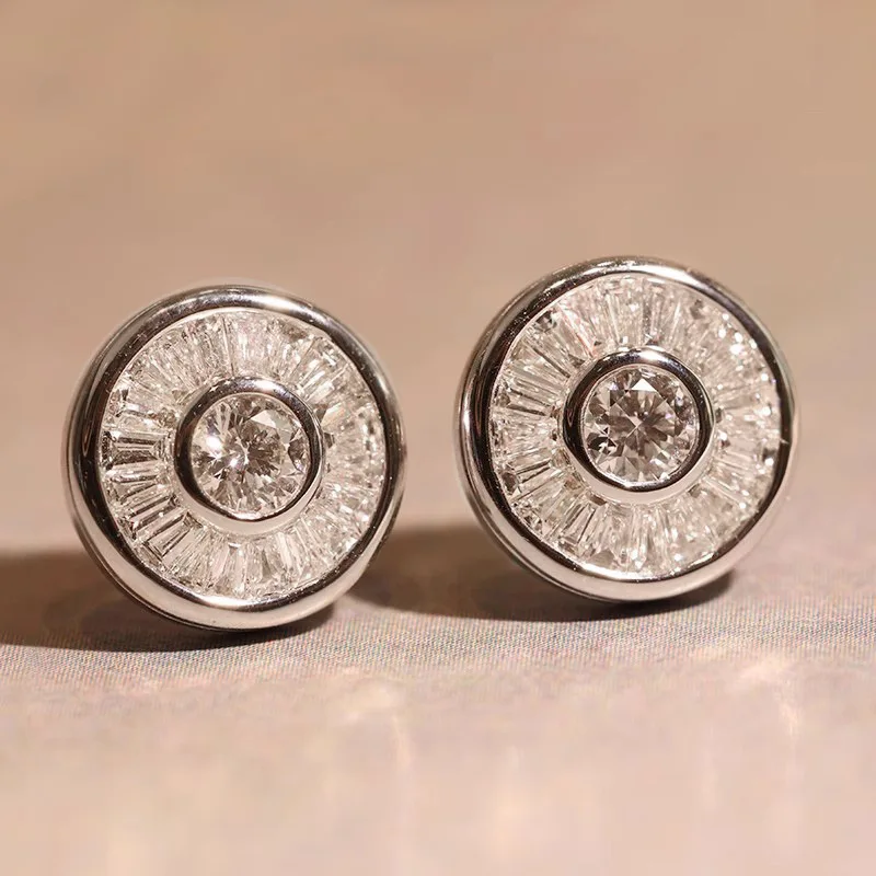 Classic European and American Zircon Earrings with Stylish Ladder Square Inlay, Light Luxury and Versatile Commuting Accessories