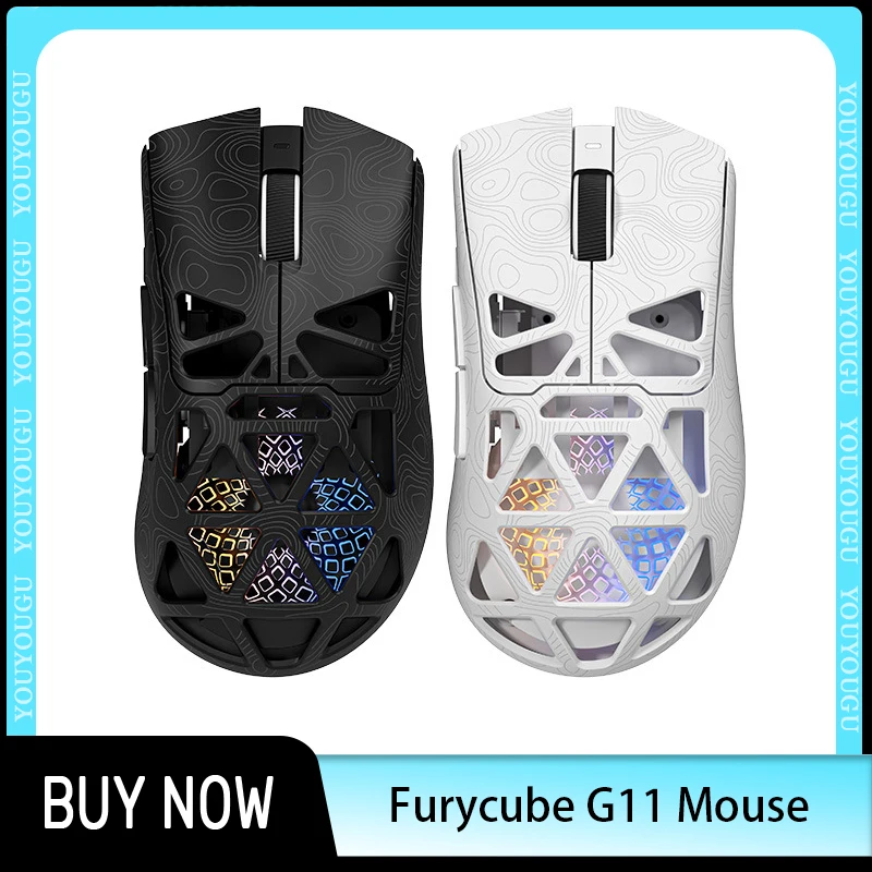 Furycube G11 Mouse Wireless Bluetooth Mouse 3mode Hollow Out Paw3311 Game Mouses Lightweight E-Sport Mouse Rgb Game Accessories