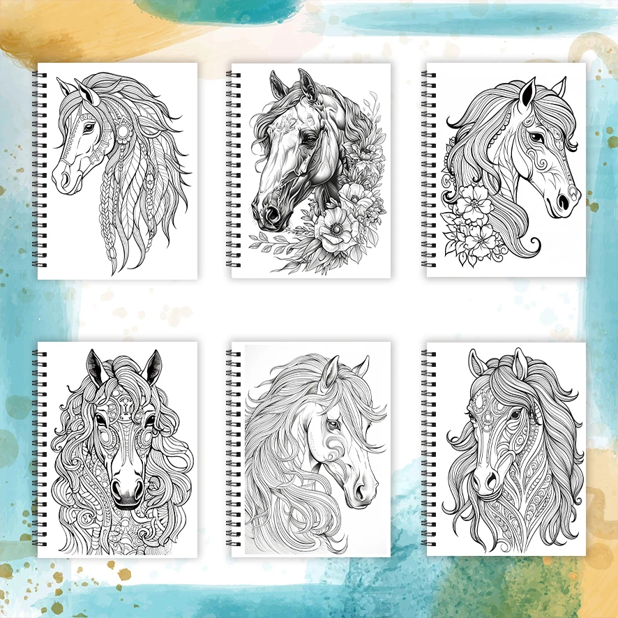 Coloring Book - 8.3 x 11.2 inches 32 pages War Horse Coloring Book - Ideal gift for family or friends