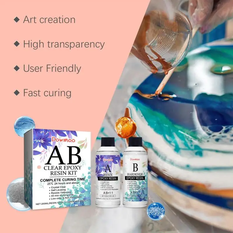 1:1 Clear Epoxy Resin Crystal Clear Art Resin Epoxy 2 Part Epoxy Casting Resin Kit With Measuring Cups Stick Gloves