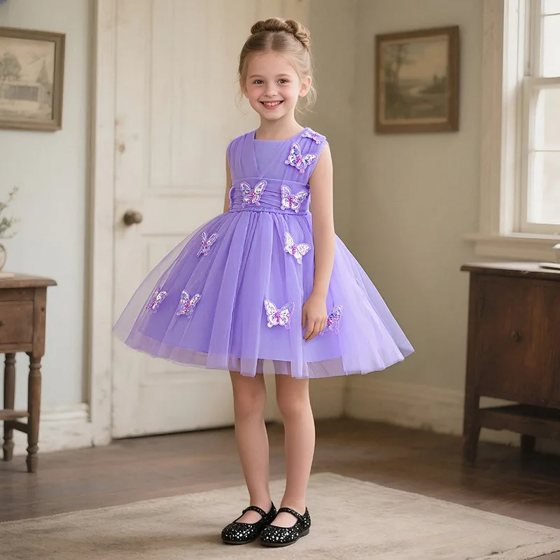 أطفال بنات الأميرة حزب ثوب الأطفال زهرة فتاة فستان الزفاف لعيد ميلاد أداء البيانو المضيف مساء مهرجان زي