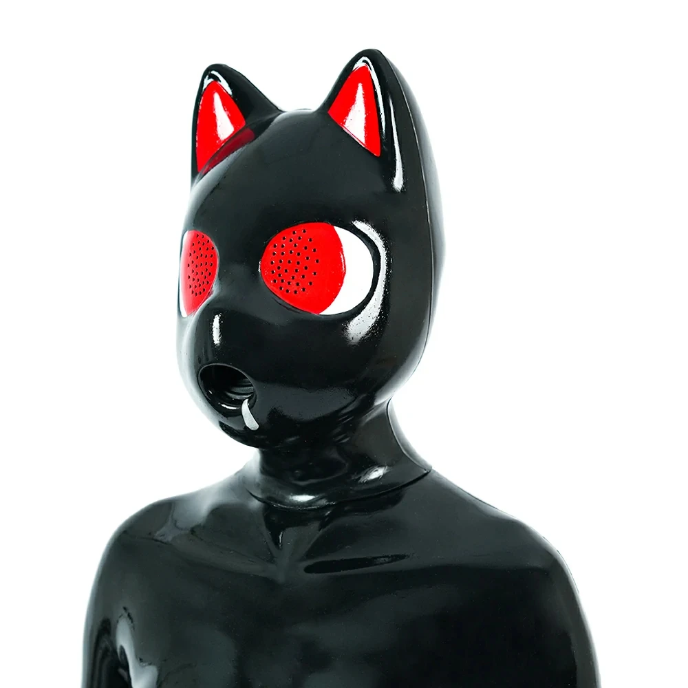 Feturax Silicone Drooling Cat Drone Full Head Hood for Cosplay Furry Fursuit Mask Halloween Costumes Kitten 13 Colors Avialable