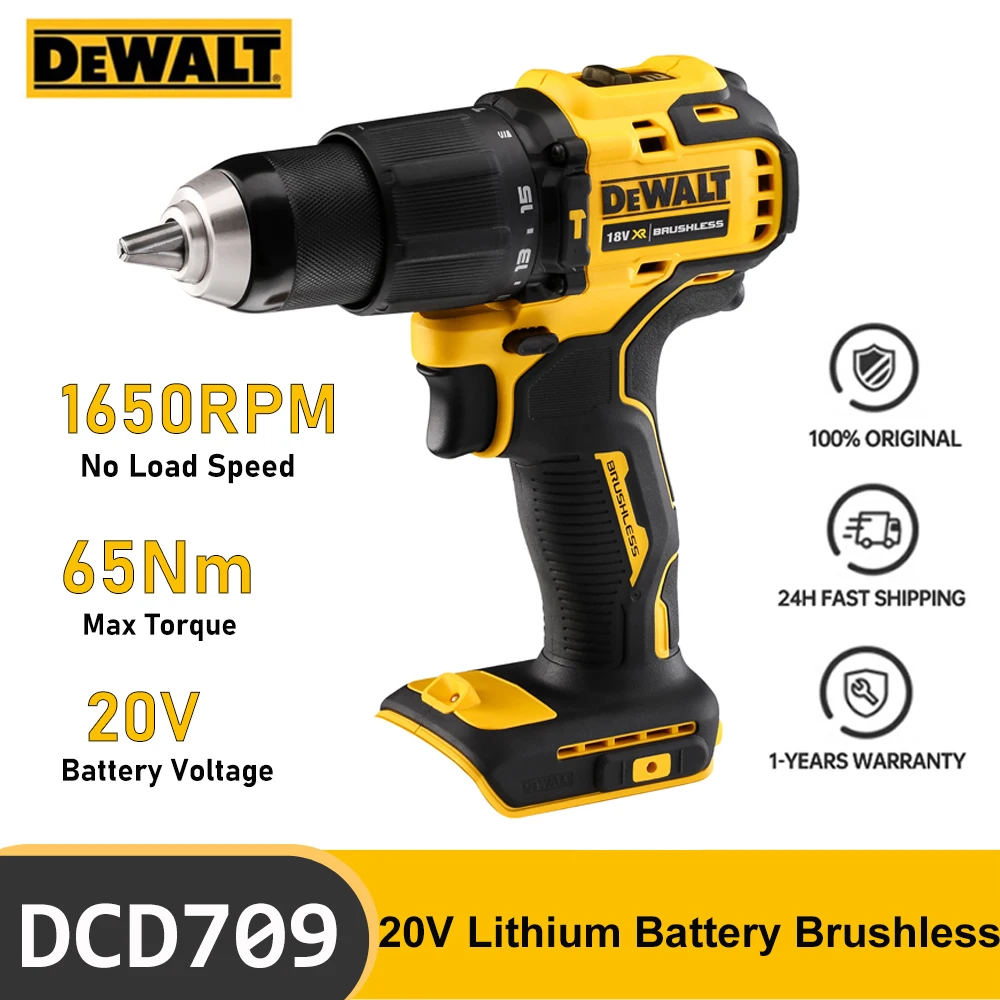 Dewalt-brushless Furadeira sem Fio Dcd709 Impact Driver Chave de Fenda Elétrica Compacta Ferramentas Elétricas 65nm 20v Lithium 2
