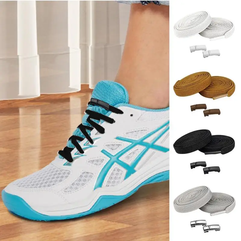 Stretch No Tie Shoelaces Flat Elastic No Tie Shoe Laces Shoelaces Magnetic Lock Flat Elastic No Tie For Easy Fastening