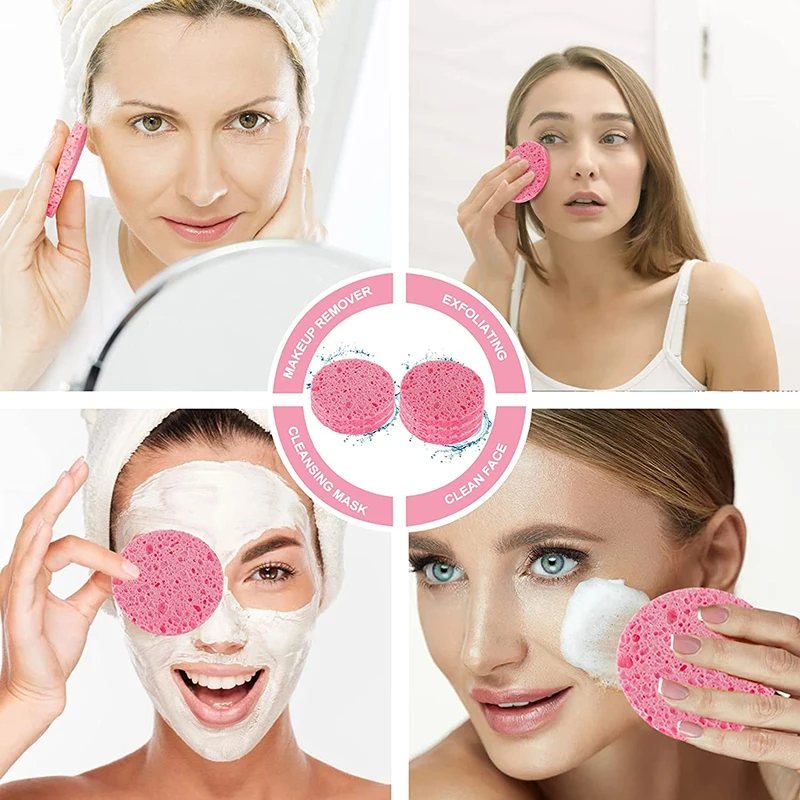 10 pièces d'éponge en Fiber en forme de coeur Exfoliation du visage éponge naturelle nettoyage du visage Massage Pores Exfoliation maquillage