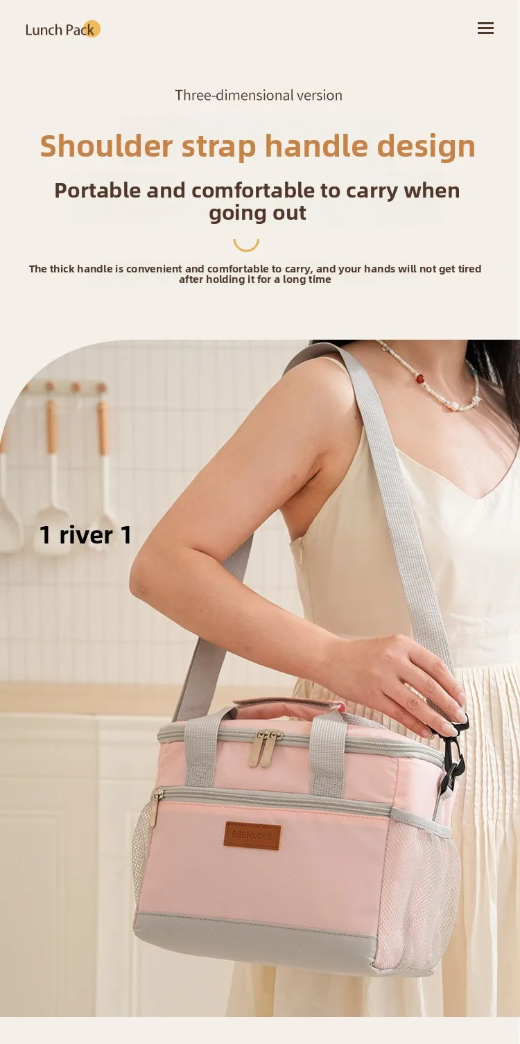 Tragbare Oxford Isolierte Kühltasche Wasserdichte Thermotasche Große Kapazität Schulter-Lebensmitteltasche für Picknick Camping Arbeit Reisen – Detail 8