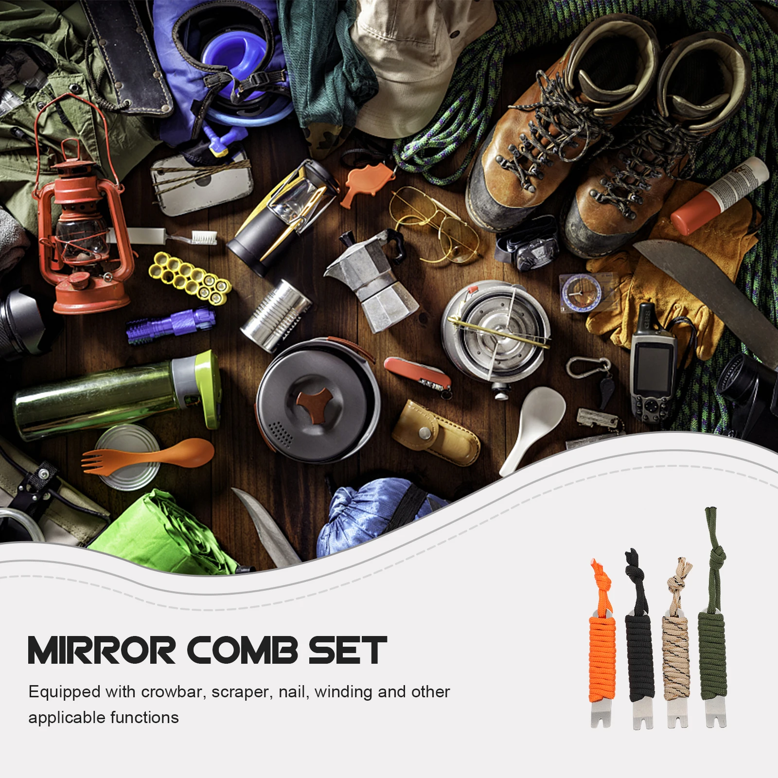 

4pcs Stainless Steel Crowbar Scraper Multifunctional Pocket Pry Bar Nail Puller Outdoor Camping Keychain